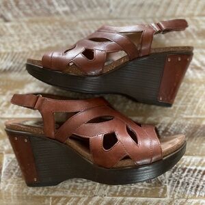 Spring 2014 Dansko Felicia Chestnut Leather Wedge Sandals